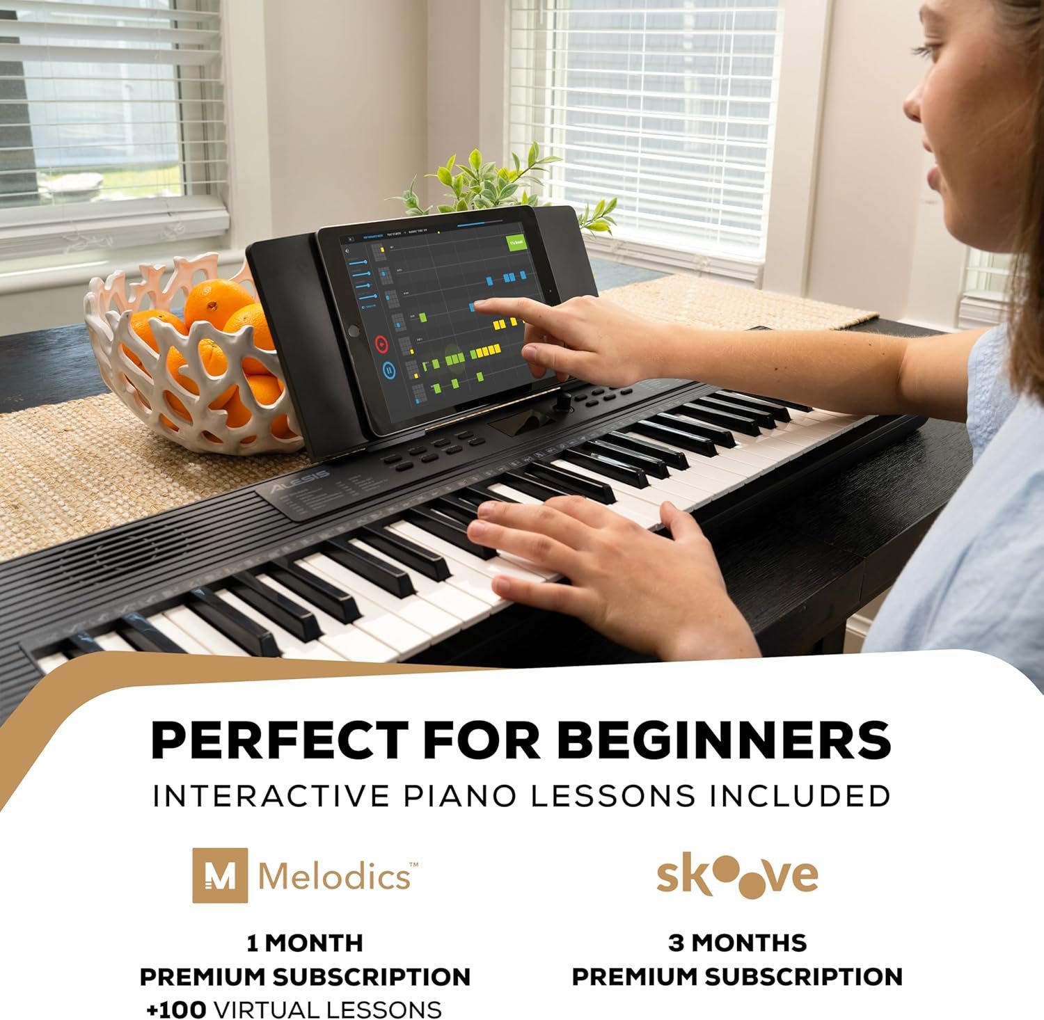 Alesis Melody 61 MK4 Keyboard Piano for Beginners with 61 Keys Speakers, Tablet/Sheet Music Stand, 300 Sounds and Music Lessons - Image 2
