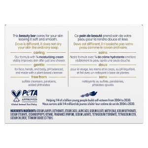 Dove Beauty Bar Soap Original, Pack of 36 for Soft, Smooth Skin, with 1/4 Moisturizing Cream 2.6 oz