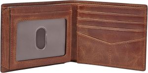 Fossil Men’s Derrick RFID-Blocking Leather Bifold Wallet with Flip ID Window for Men