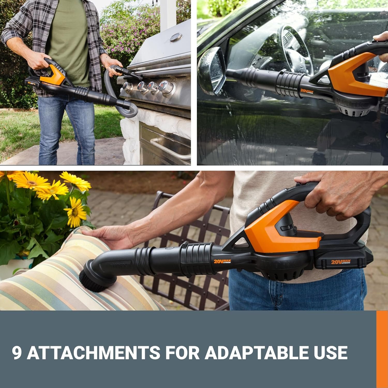 WORX WG545.1 20V Cordless Leaf Blower, Electric Blowers for Lawn Care with 120 MPH & 3.5 Lbs, Long Nozzle Design for Narrow Spaces with Cleaning Attachments, Battery & Charger Included - Image 2