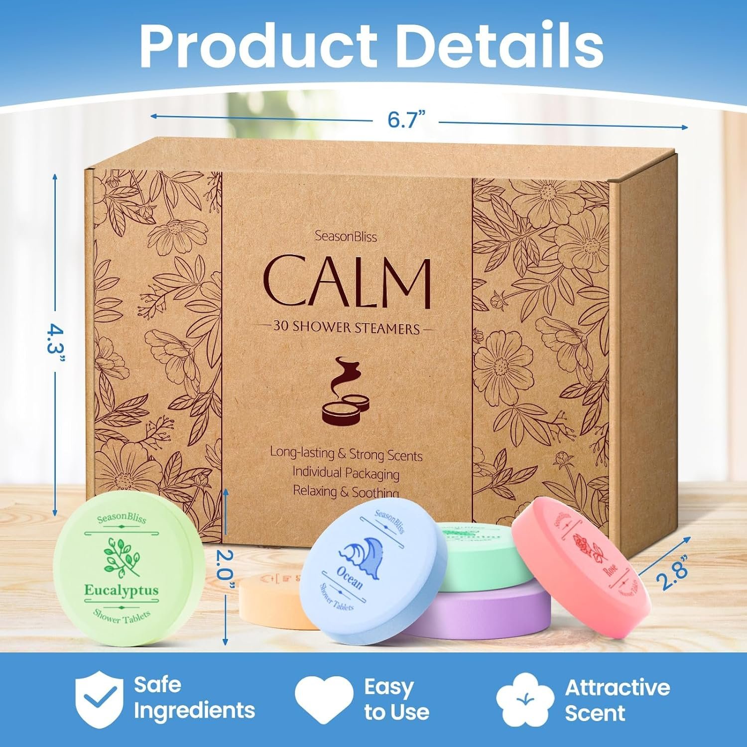 Shower Steamers 60 PCS with Individually Wrapped, Shower Bombs for Women with 6 Rich Scents, Rose Peppermint Citrus Eucalyptus Ocean Lavender, Christmas Birthday Mother's Day Present for Mom Wife Men - Image 2