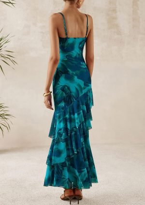 PRETTYGARDEN Maxi Dresses for Women 2025 Summer Tiered Floral Beach Sundress Spaghetti Str...