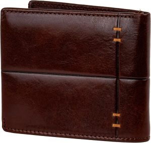 Time Resistance Leather Wallet – Italian Handmade Minimalist Design Wallet – Billfold Credit Card and Cash Holder (Brown)