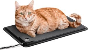 K&H Pet Products Heated Extreme Weather Outdoor Kitty Pad, Waterproof Heated Cat Mat, Pet Warmer for Outside Feral Cat Houses, Indoor Outdoor Warming Pet Mat – Small 12.5×18.5in Black 40W