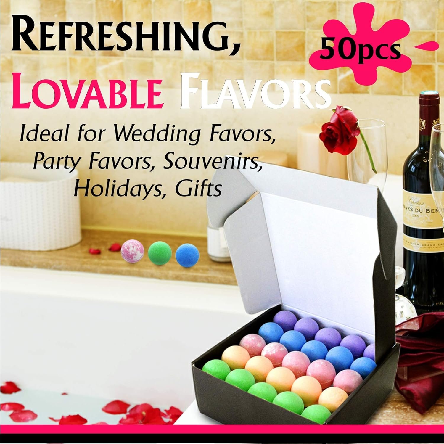 Relaxing Bath Bombs for Men & Women! 50 Wholesale Bath Bombs Individually Wrapped. Bulk Aromatherapy Essential Oil Bath Bombs for Adults Teens Kids! Bath Fizzies #1 Best Pampering Gifts for Women! - Image 7