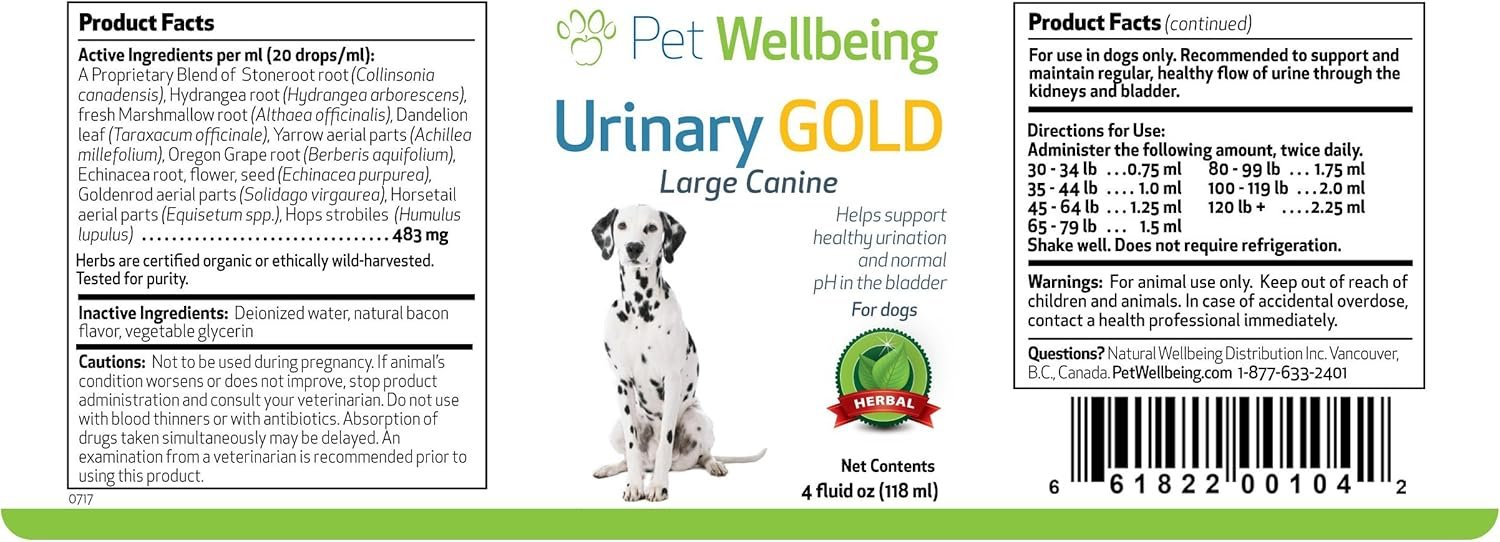 Pet Wellbeing Urinary Gold for Dogs - Vet-Formulated Multi-Herb Urinary Tract Support - Bladder Health & Urinary System Wellness - Holistic Dog Supplement - Liquid Formula 4 oz (118 ml) - Image 4