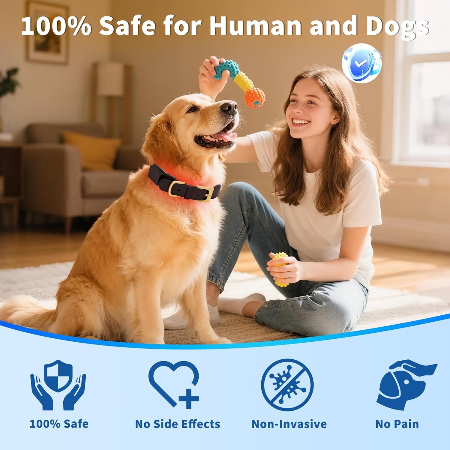 Red Light Therapy Collar for Dog, 660nm & 810nm & 980nm Infrared Red Light Vet Therapy Device for Pet, Cold Laser Therapy Device for Dog Tissue Repair, Pain Relief Arthritis, Promote Blood Circulation - Image 3
