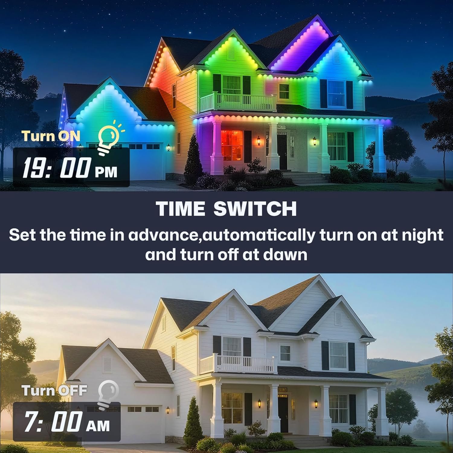 Permanent Outdoor Lights, 100ft Smart Eave Lights with 72 LED Lights, IP67 Waterproof, App Control, Outdoor String Lights, DIY RGB+IC Outdoors Light for House Christmas Decorations, White - Image 7