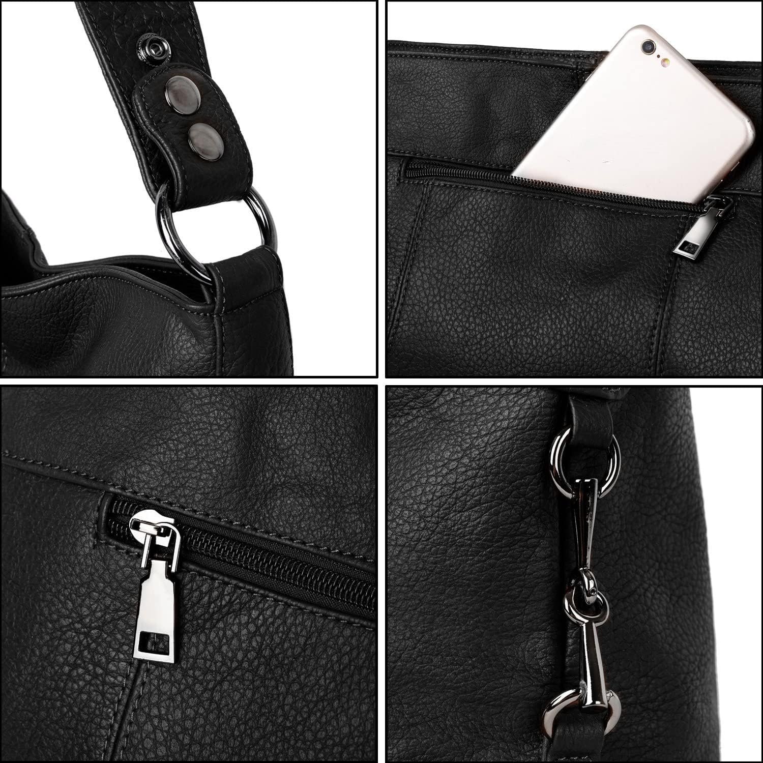YALUXE Genuine Leather Shoulder Bags Stylish Hobo Handbags Purses Crossbody Bags for Women - Image 5