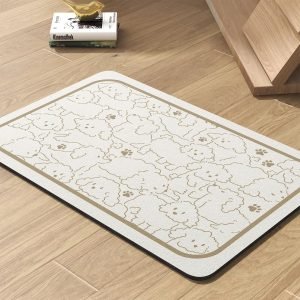 Pet Feeding Mat-Absorbent Dog Mat for Food and Water Bowl-No Stains Quick Dry Water Dispenser Mat-Dog Accessories Pet Supplies-Bowl for Messy Drinkers（FRAMEDOGS,23″x34″