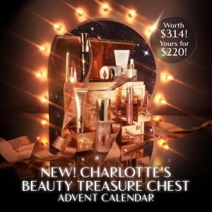 Charlotte Tilbury Beauty Treasure Chest Advent Calendar – 12-Piece Makeup Gift Set with Full-Size Icons & Travel Minis – Includes Skincare, Lip, Cheek & Eye Makeup (12 Count)