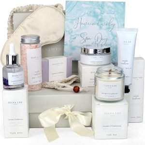 Jasmyn & Greene Luxury Spa Gift Basket for Women – 10 Relaxing Spa Birthday Gifts for Women with Lavender. Bridal Shower Gifts for Woman with Self Care Kit. Get Well Soon Package for Mother Sister.