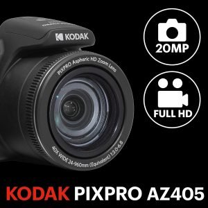 KODAK PIXPRO AZ405-BK 20MP Digital Camera 40X Optical Zoom 24mm Wide Angle Lens Optical Image Stabilization 1080P Full HD Video 3″ LCD Vlogging Camera (Black)