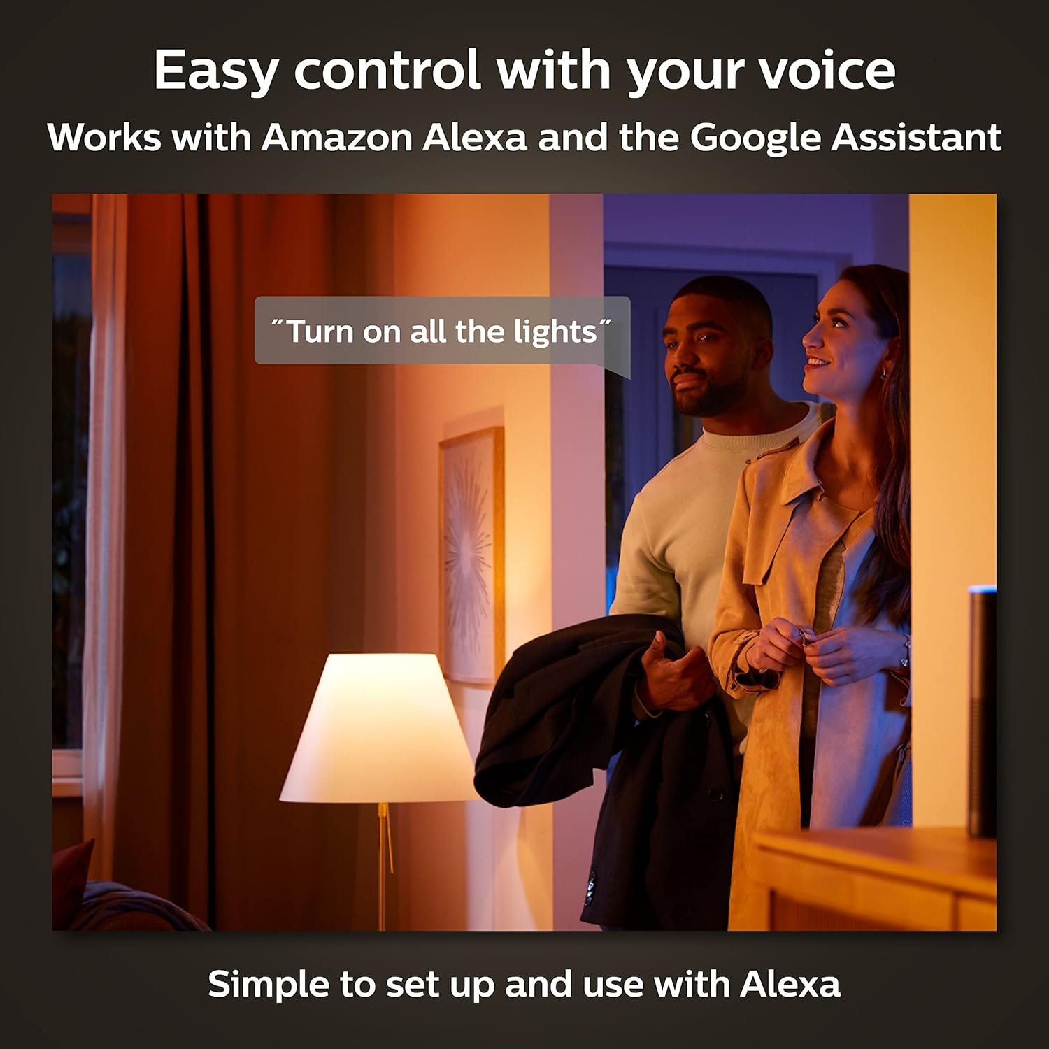 Philips Hue Smart Lighting Bundle: 3-Pack A19 LED Smart Light Bulbs (White and Color Ambiance) Bridge - Control with Hue App, Compatible with Alexa, Google Assistant, Apple Homekit - Image 4