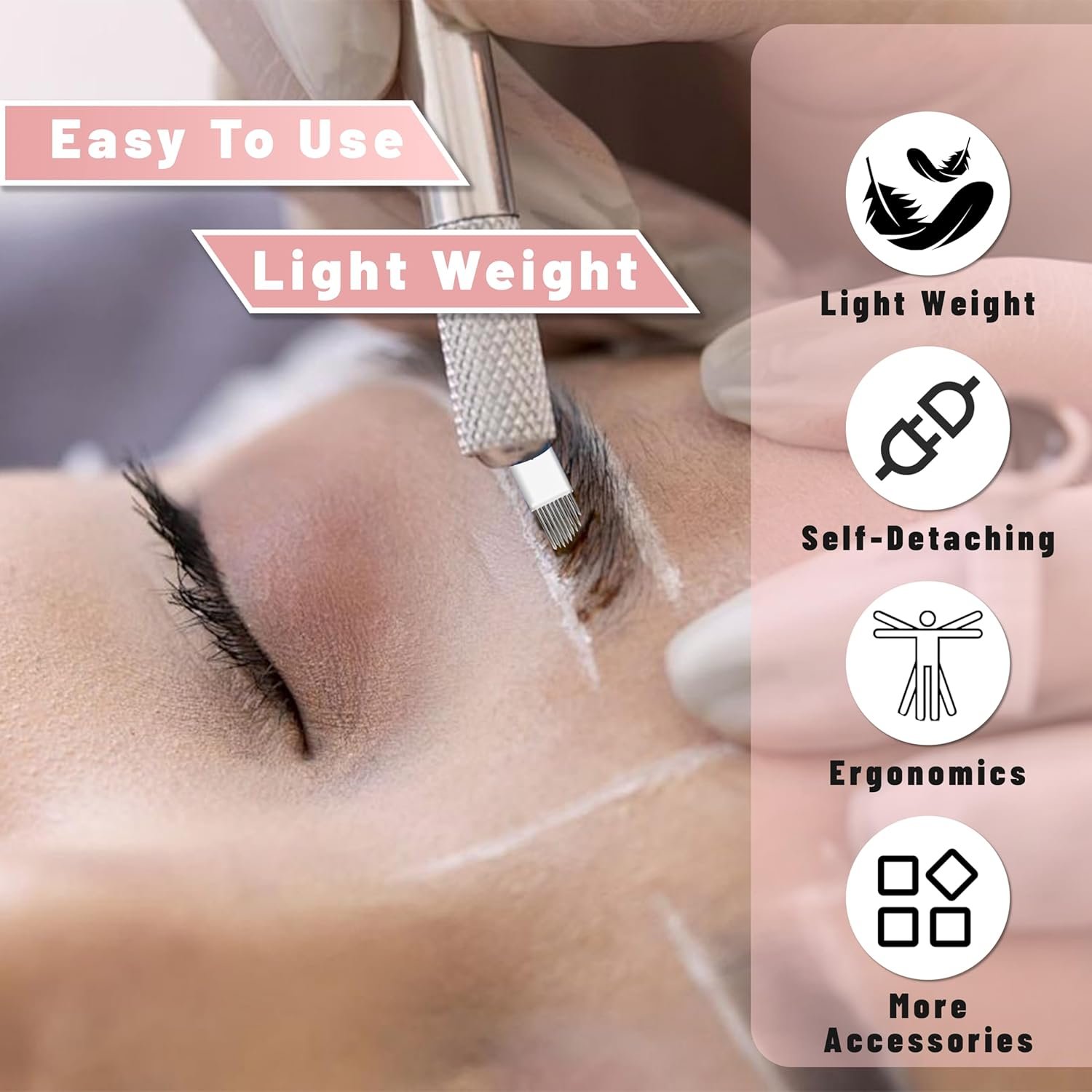 86PCS Complete Microblading Eyebrow Kit, Ybeauty Professional Eyebrow Mapping Kits, with 4PCS Makeup Ink, 8PCS Practice Skin, 30PCS Needles for Artists & Beginners Make Up Machine Supplies - Image 3