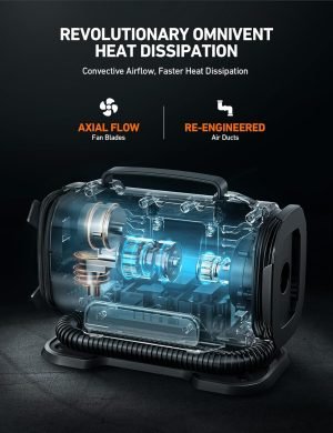 AstroAI Tire Inflator Portable Air Compressor Pump 150PSI 12V DC/110V AC with Dual Metal M...