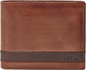 Fossil Men’s Leather Bifold Wallet with Flip ID Window for Men