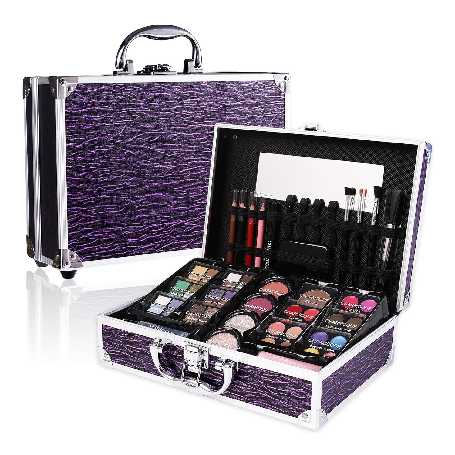 Makeup Kit for Teen Girls & Women Full Kit, Beauty Train Case with Starter Cosmetic Set, Make Up Christmas Gift Box with Eyeshadow,Lipgloss,Highlighter,Blush,Lip&Eye Pencils,Brush & More(Purple) - Image 2
