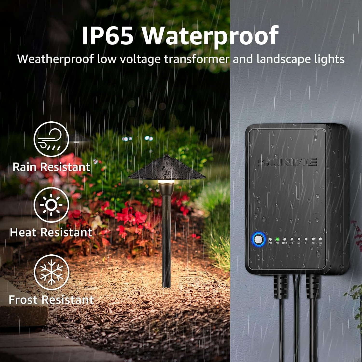 SUNVIE All-in-One LED Pathway Lighting Kit, 8-Pack Low Voltage Landscape Lights with Transformer and 100FT 16/2 AWG Wire, 3000K Waterproof Landscape Lighting with Connectors for Walkway Garden Yard - Image 7