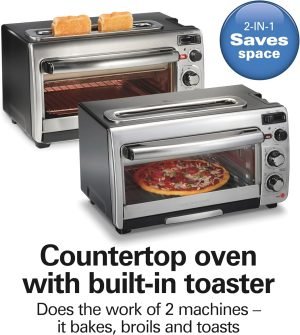 Hamilton Beach 2-in-1 Countertop Toaster Oven and Long Slot 2 Slice Toaster, 60 Minute Tim...