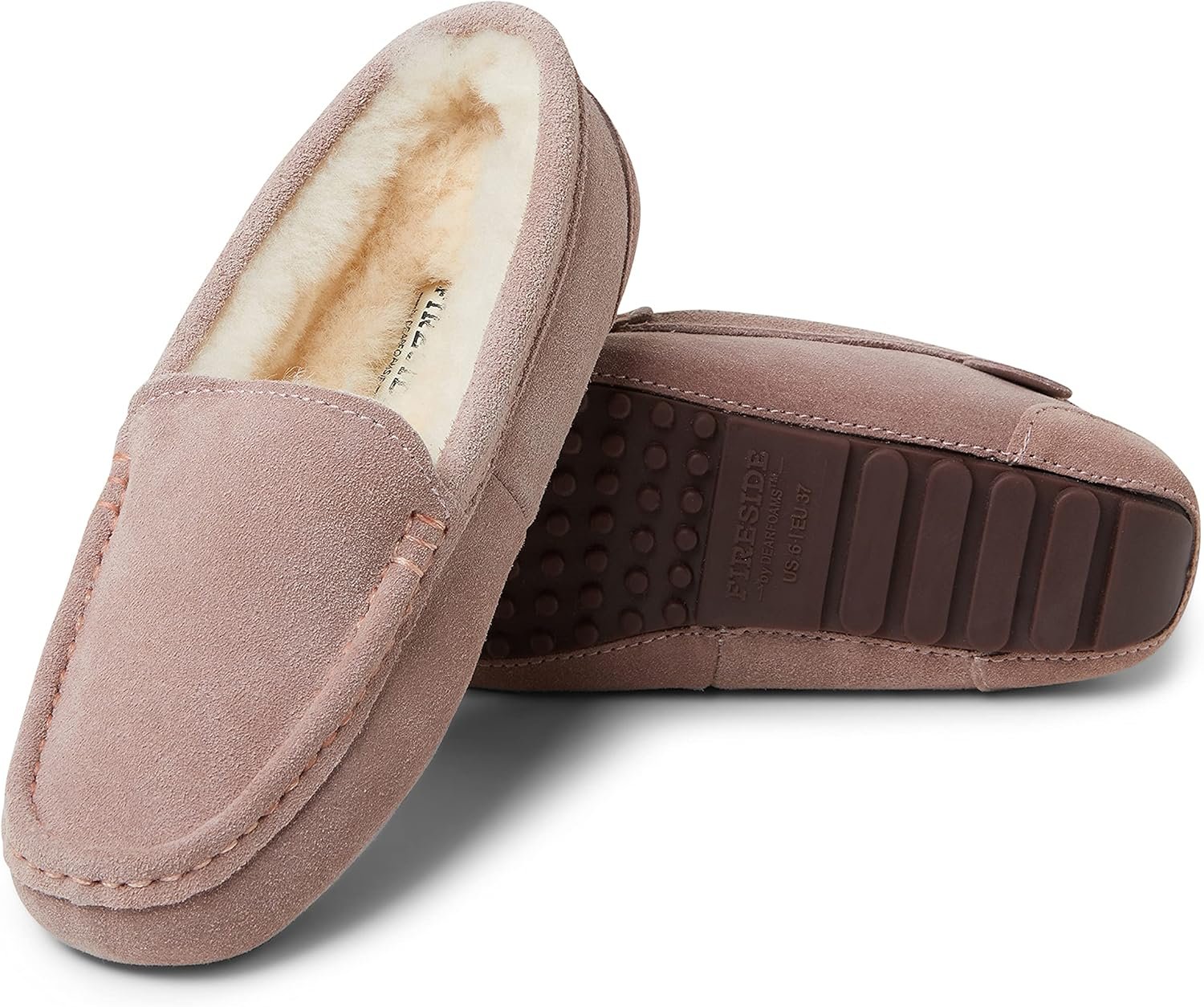 Fireside By Dearfoams Women's Mel Moccasin Shearing Slipper, Memory Foam Suede Loafer, Indoor/Outdoor Slip-in House Shoes - Image 7