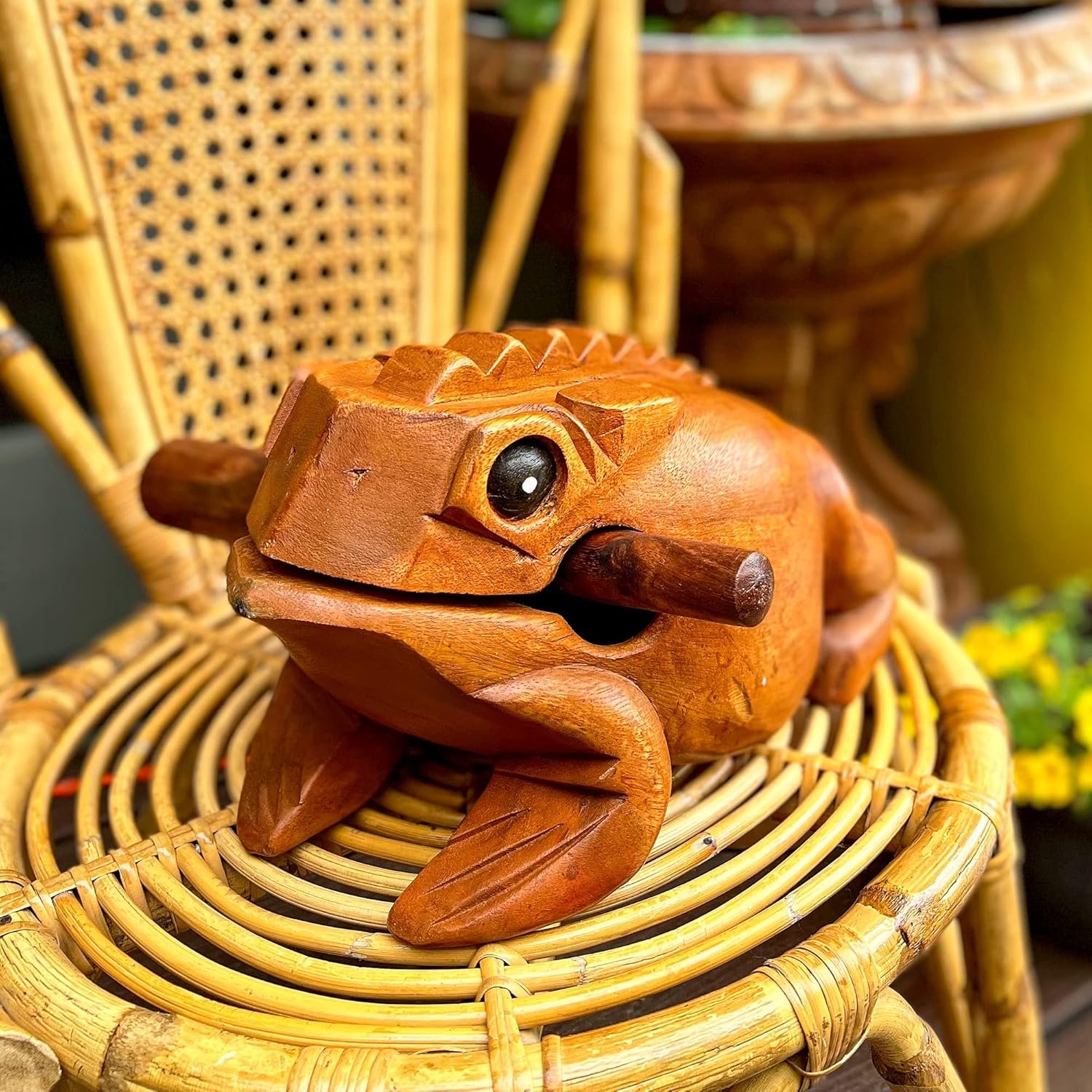 Deluxe Super-Jumbo 13" Wood Frog Guiro Rasp - Percussion Musical Instrument Tone Block - Wooden Instrument with Stick, Frog Noise Maker by World Percussion USA - Image 7