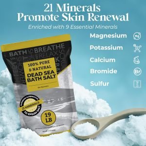 Aromasong Dead Sea Salt – Spa Bath Salt – 19 Lbs Fine Grain Bulk – 100% Pure – Better Absorbing Than Epsom Salt – Soak for Women & Men for Skin Issues and to Relax Tired Muscles – Resealable Pack.