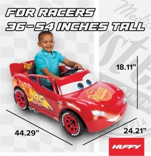 Huffy Lightning McQueen 6V Ride-On Toy Car with Headlights & Engine Sounds, Foot Pedal Drive, Up to 2.5 MPH, Ages 3–7