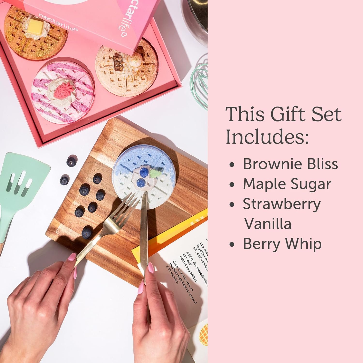 Waffle Bath Bomb Gift Set, Bubble Bath Bath Bomb, Soothing Bath Bomb for Kids, Handmade Bath Bombs, Fizz Bombs for Spa Baths, Valentine's Gift for Women and Teens - Image 5