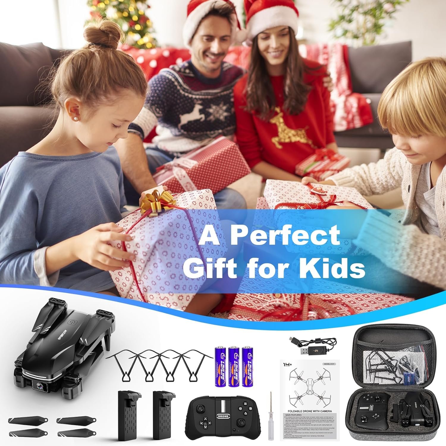 Drone with Camera 1080P HD FPV Foldable Drone for Beginners and Kids, Quadcopter with Voice Gesture Control with Carrying Case, One Key Take Off/Land, Optical Flow Positioning, 360° Flip, Waypoint Fly - Image 7