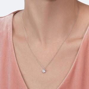 IGI Certified 1 Carat Lab Grown Diamond Round Solitaire Pendant Necklace for Women – 14k White Gold Necklace (I-J, VS1-VS2, 1.00 cttw) – 3-Prong Martini – 18 Inch Chain