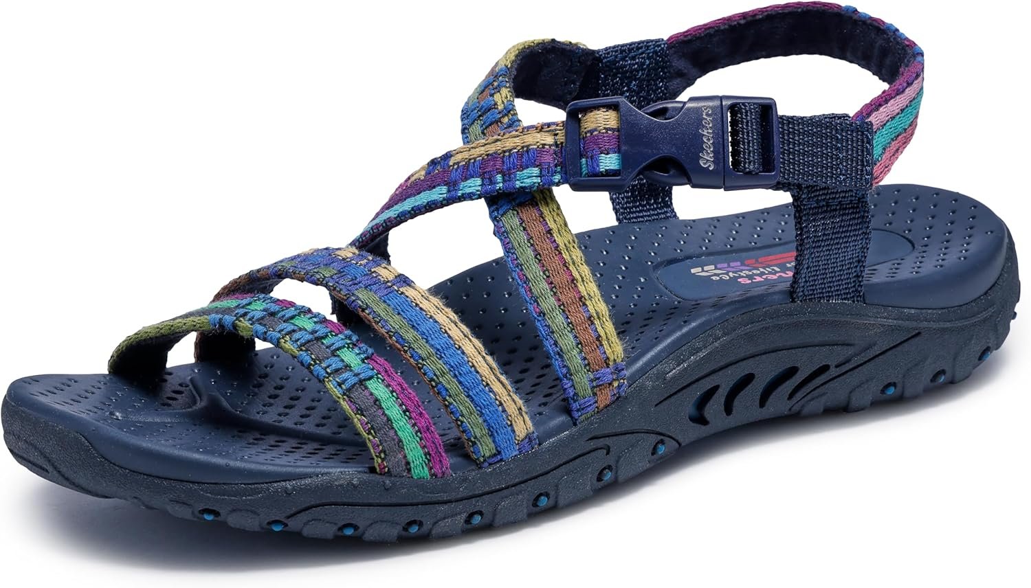 Skechers womens Reggae - Sew Me - Boho Woven Strappy Slingback