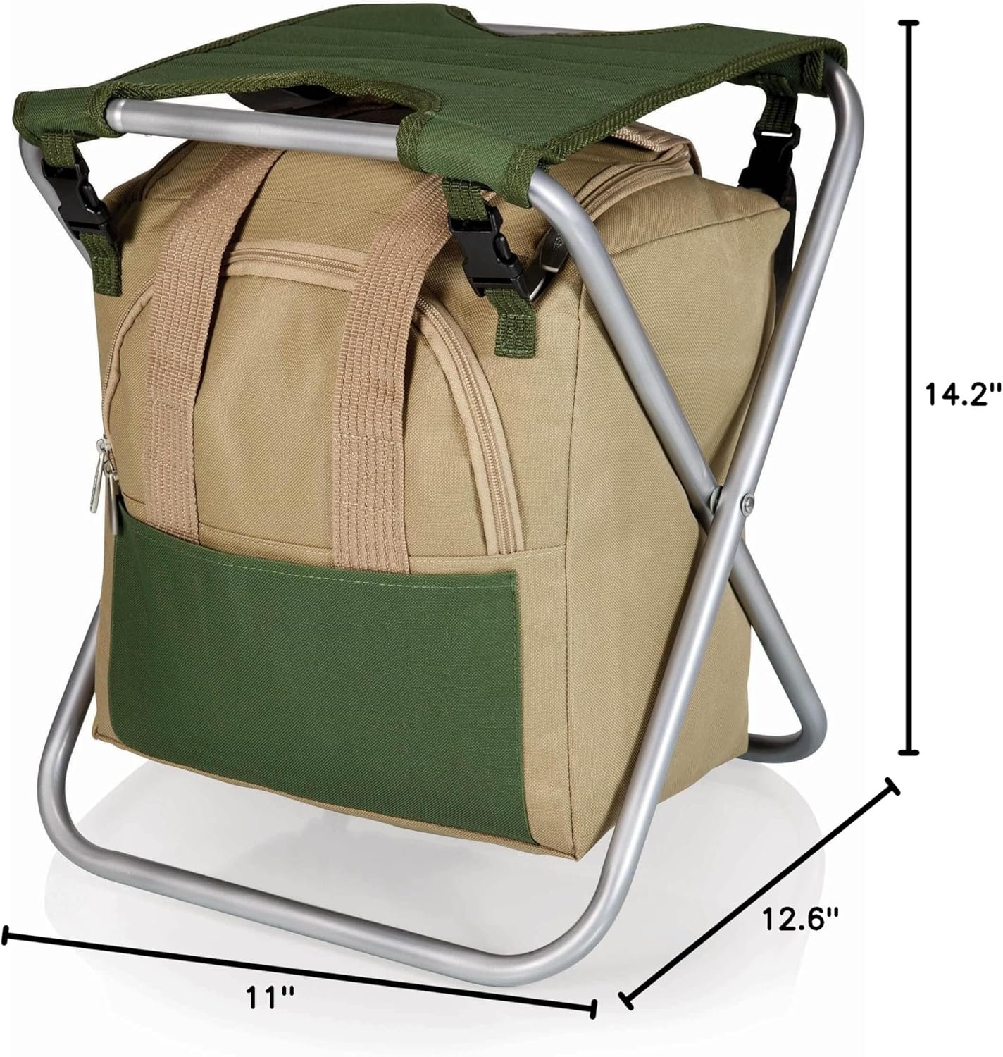 ONIVA - a Picnic Time brand Gardener Folding Seat With Tools, Garden Stool With Detachable Storage Tote Bag, Portable Chair Seat With Garden Tools Set Organizer, (Olive Green With Beige Accents) - Image 3