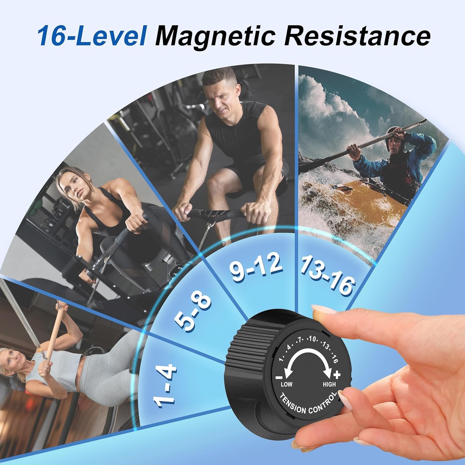 Rowing Machines for Home,Hartwares Magnetic Rowing Machine with 77lbs High Resistance Rowing Machine,16 Levels of Quiet Resistance,Rower Machine for Home Row Machine,App Compatible,LCD Monitor - Image 5