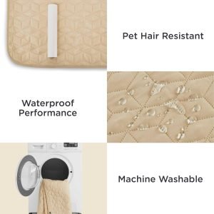 Bedsure 100% Waterproof Couch Cover for Dogs Washable – Non Slip Waterproof Dog Blanket for Bed, Lightweight Furniture Protector Durable for Pet Cat Puppy with Non-Slip Bottom, Beige, 82x120IN