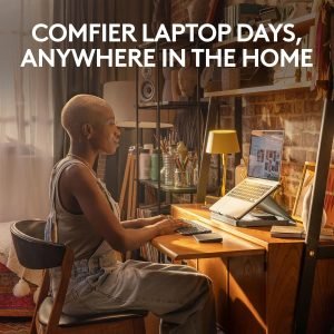 Logitech Casa Pop-Up Desk with Laptop Stand, Wireless Keyboard & Touchpad, Bluetooth, USB C Charging, for Laptop/MacBook (10” to 17”),Windows, macOS, ChromeOS – Classic Chic, Green/Black
