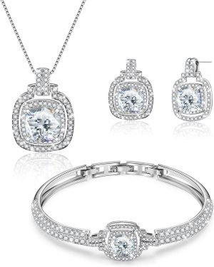 Celestial Whispers Crystal Jewelry Sets For Women Bracelet Necklace and Earrings Sets Idea Gift for Wife Girlfriend or Mothers