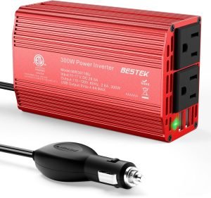 BESTEK Power Inverter DC 12V to AC 110V – 300W Car Plug Adapter Outlet with 4.8A Dua...