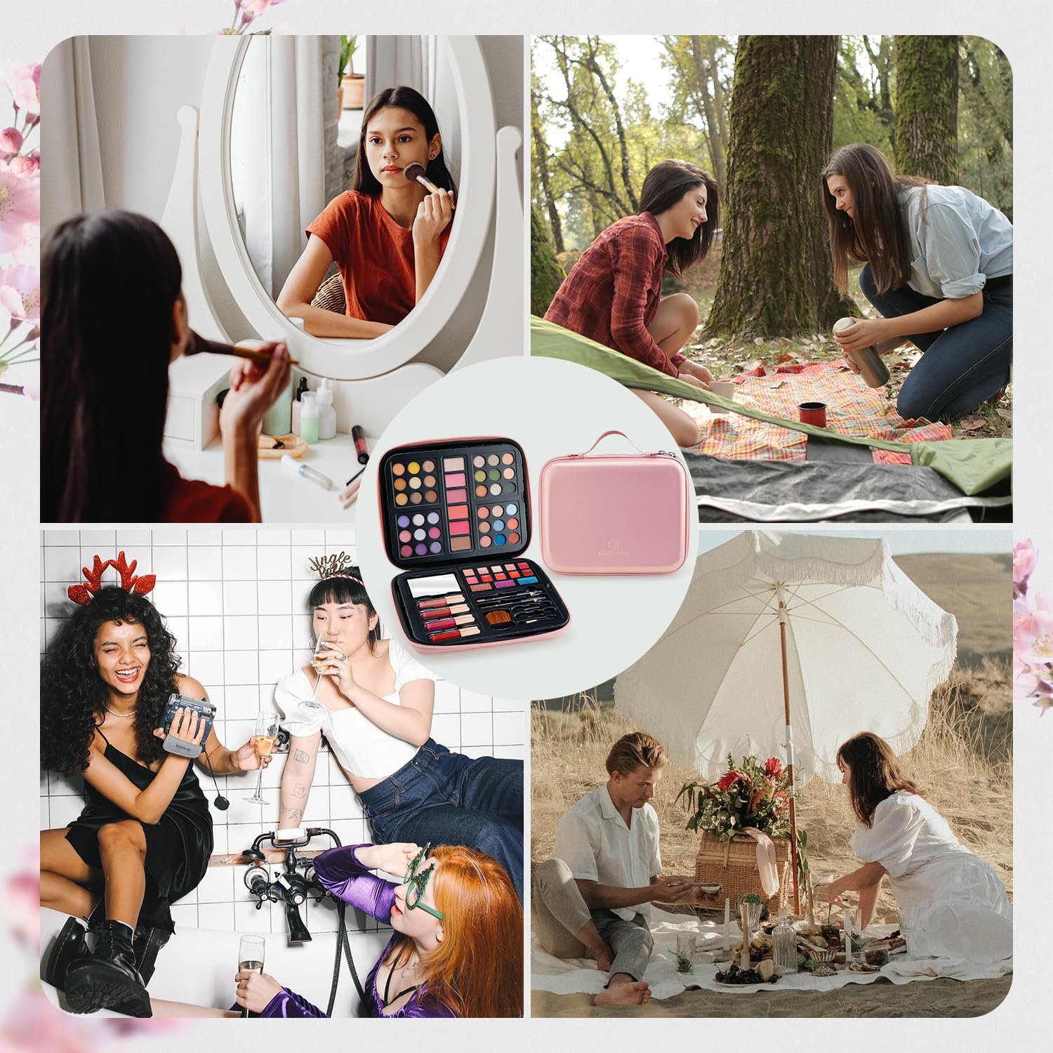 Color Nymph Makeup for Teens with Reusable Pink Handbag, All In One Girls Makeup Sets Makeup Kits for Girls Women with Eyeshadow Blushes Bronzer Highlighter Lipgloss - Image 7