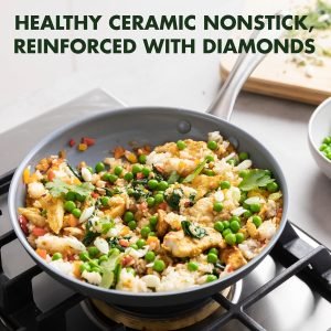 GreenPan Lima Hard Anodized 12″ Frying Pan Skillet with Lid, Ceramic Nonstick, PFAS-...