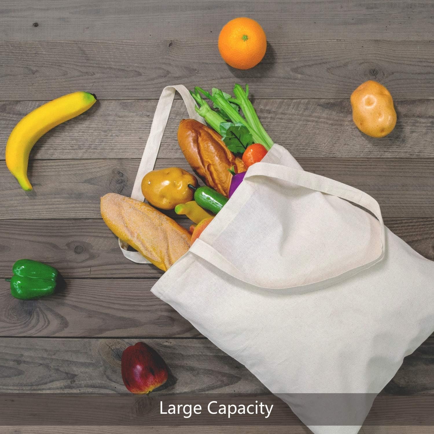 TOPDesign 192-Pack Economical 16"x15" Cotton Tote Bags, Lightweight Medium Reusable Grocery Shopping Cloth Bags, Suitable for DIY, Advertising, Promotion, Gift, Activity - Image 4
