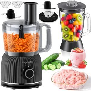 Food Processor and Blender Combo, 88 oz Food Chopper for Meat, Vegetable and Dough, 70 oz ...