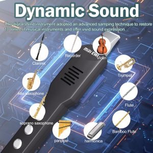 Electric Saxophone: Digital Wind Instrument Set with MIDI Connectivity, 10 Musical Tones, Bluetooth MIDI, and Rechargeable Battery – Ideal for Beginners and Professionals, EWI Instrument