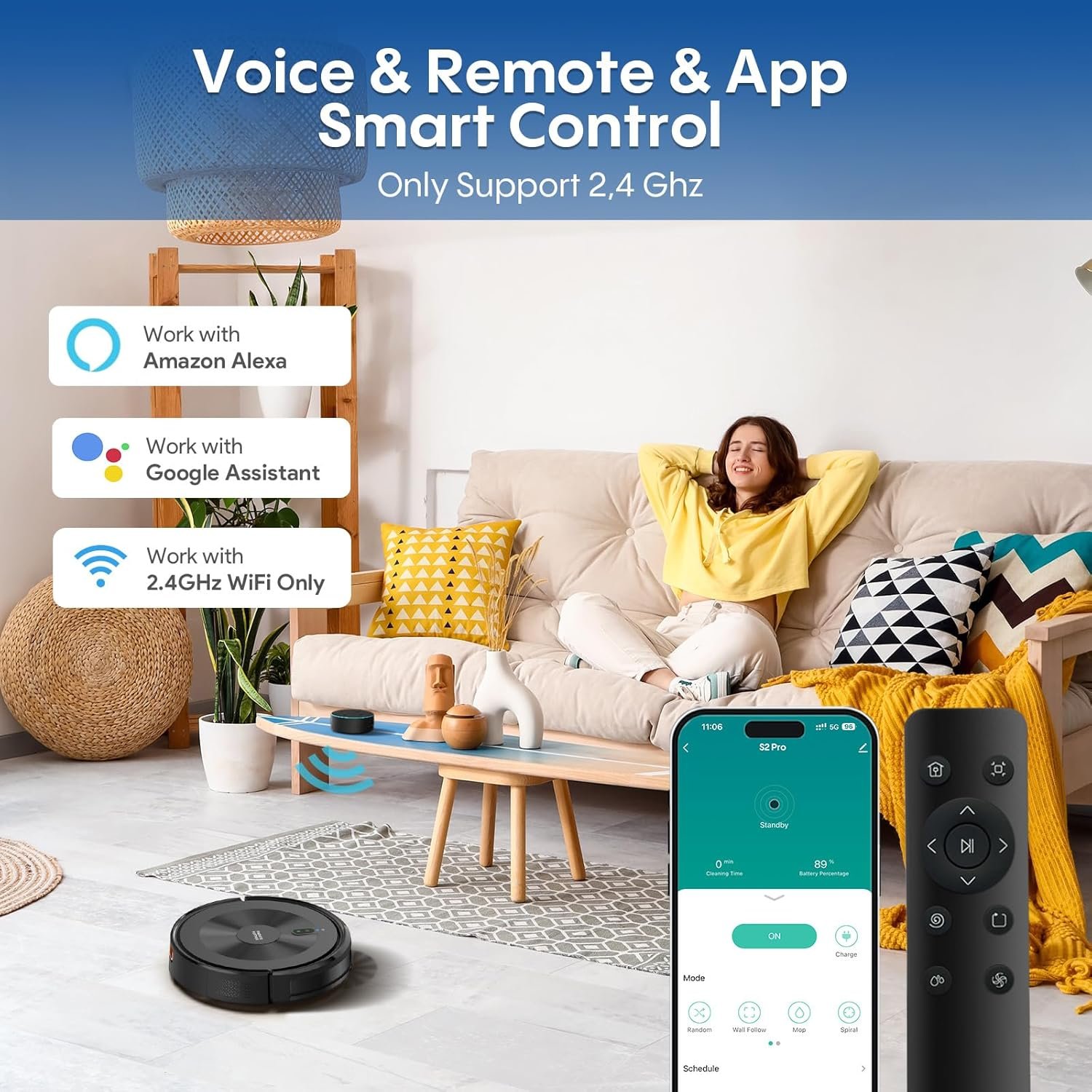 Robot Vacuum and Mop, 4000Pa 3-in-1 Robotic Vacuum Cleaner, Alexa & APP Control, Schedule Cleaning, Self-Charging, Slim and Quiet, Robotic Vacuum Perfect for Pet Hair, Hard Floor, Carpet - Image 5