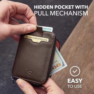 Vaultskin Slim Minimalsit RFID Blocking Wallet for Men – Leather Zipper Wallets for Men and Women with Coin Pocket, Card Holder & Front Pocket, Ideal Gift (Notting Hill)