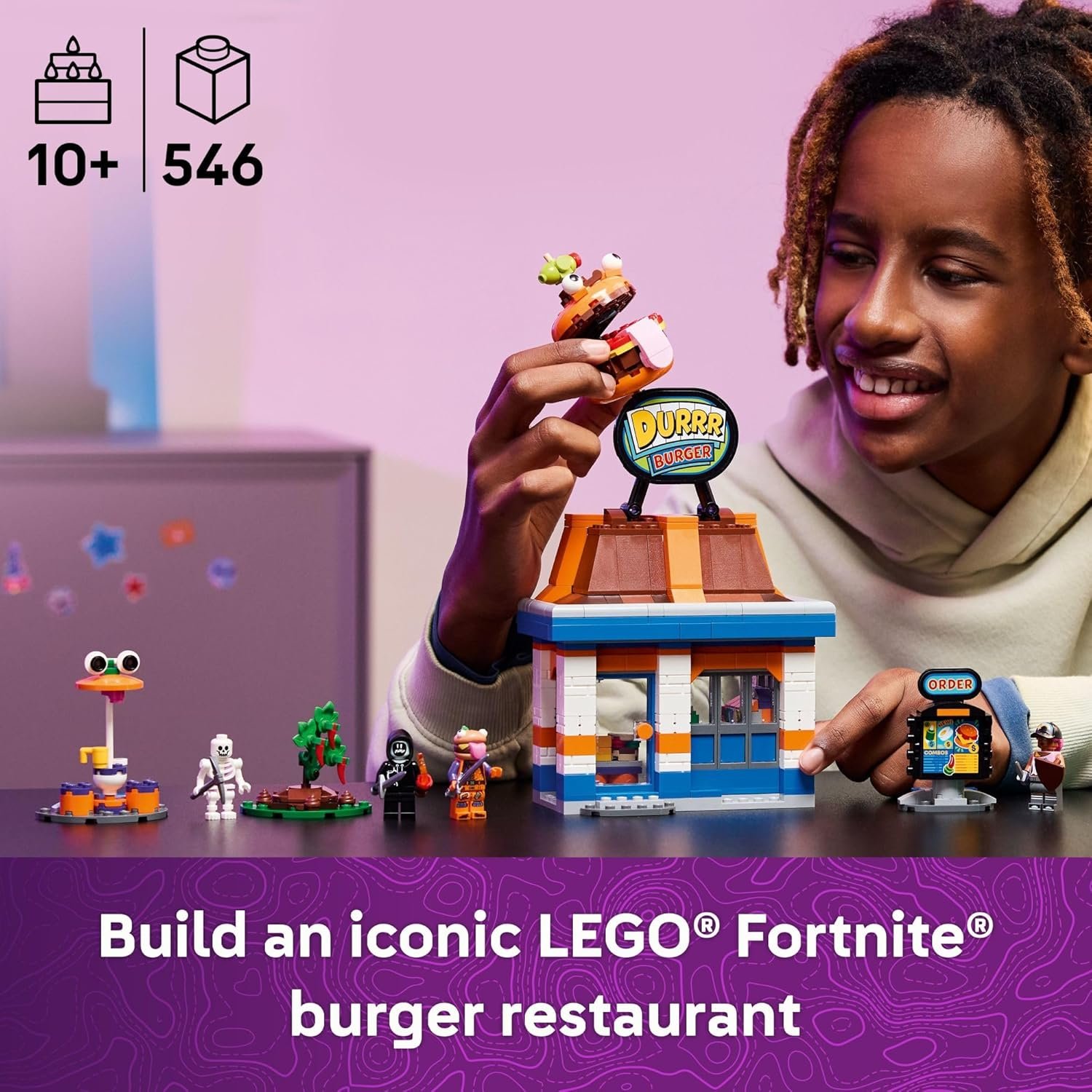 LEGO Fortnite Durrr Burger Restaurant Kids Toy - Video Game Building Set for Boys & Girls, Ages 10+ - Fortnight Minifigures Beach Boss, Grimy, and More - Gift Idea for Birthdays & Gaming Fans - 77076 - Image 2