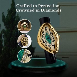 PASCAL Paradoxe Diamond Watch for Men Women Unique Style with Liquid Fluid Design, Genuine Leather Strap Interchangeable, Lab-Grown Diamonds & Sapphire Crystal, 3 ATM–Ideal Gift for Him/Her