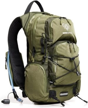 Water Buffalo Hydration Backpack – Sherpa 22L Hiking Backpack with Water Bladder – Water Backpack for Hiking with Waterproof Zippers, Phone & Pole Holders