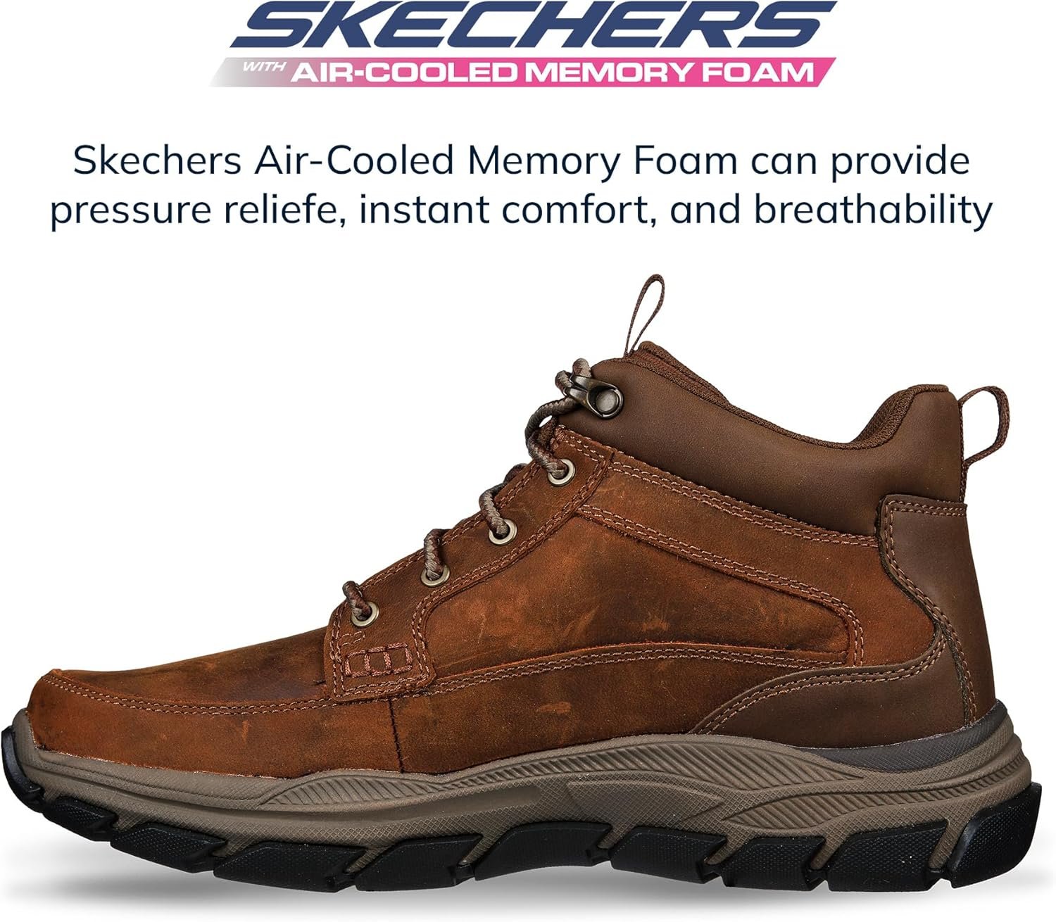 Skechers Men's Respected-Boswell Mid Top Leather Moc Toe Sneakers - Image 5
