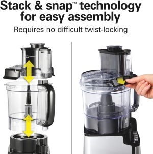 Hamilton Beach Stack & Snap Food Processor and Vegetable Chopper, BPA Free, Stainless...